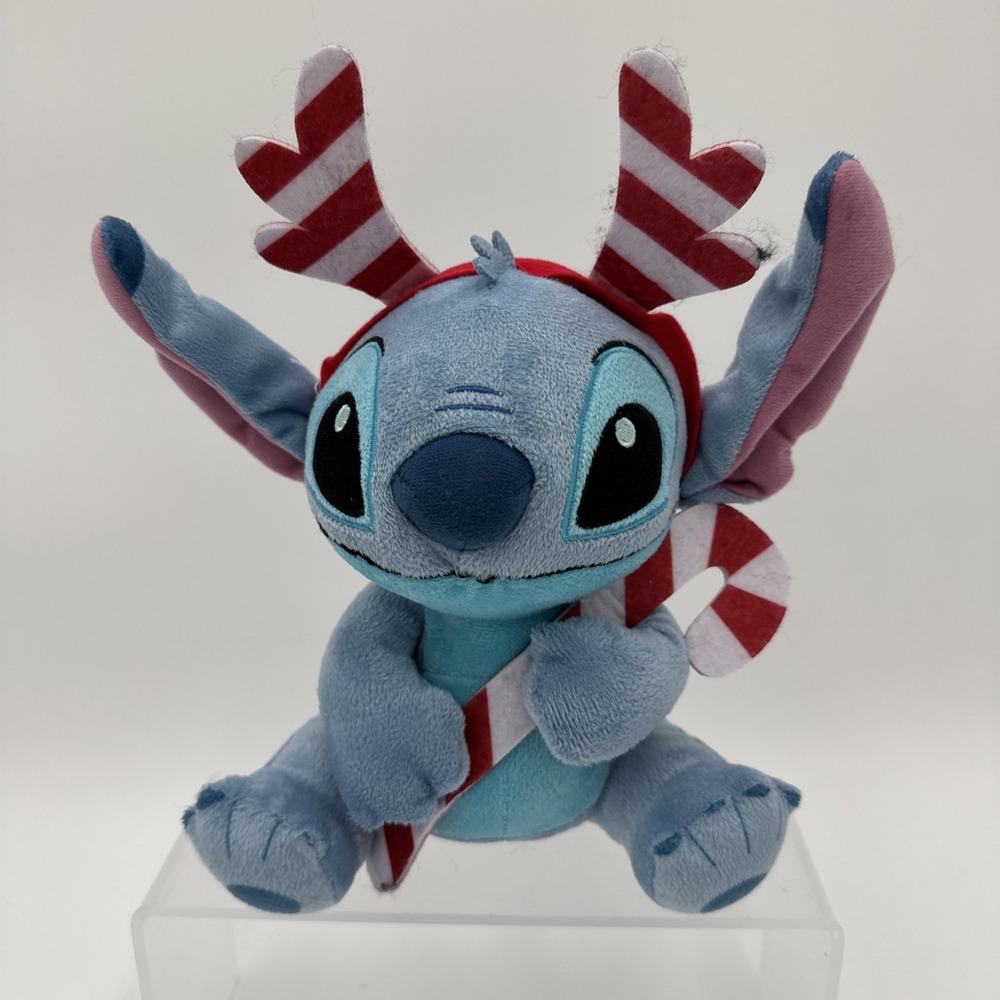 9" Disney's Stitch with Candy Cane & Antlers Stuffed Plush Toy Christmas Winter‎